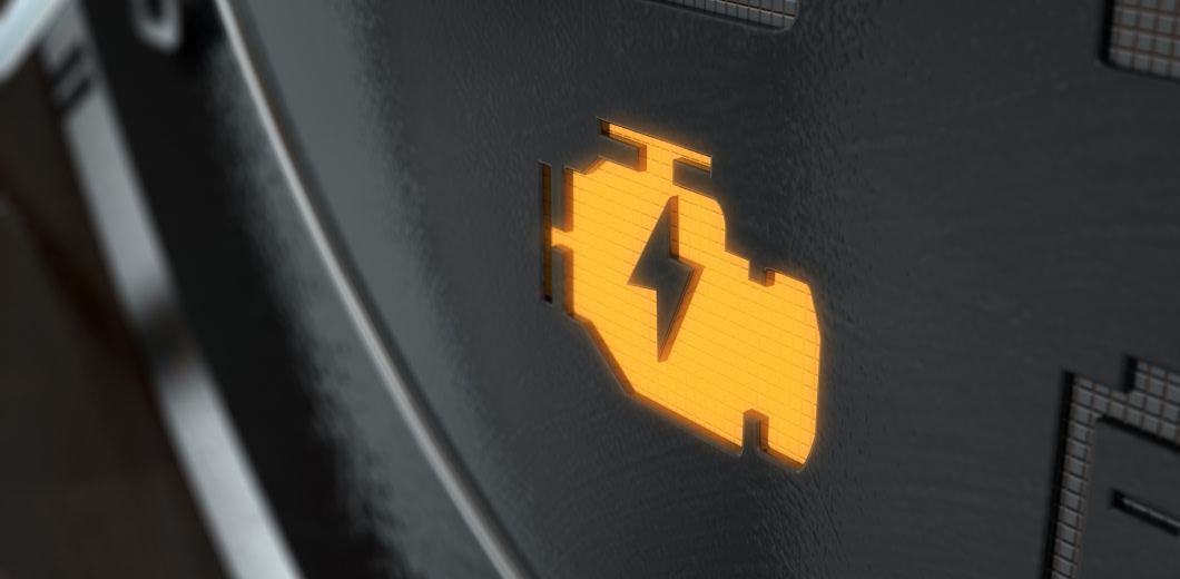 close up of a check engine light