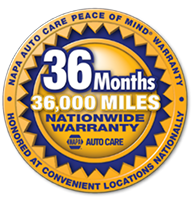 napa 36months or 36,000miles badge